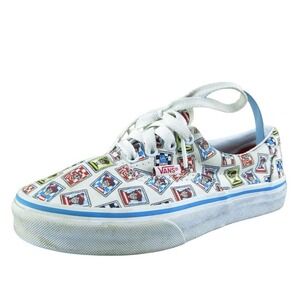 VANS Boys Sneaker Shoes Size Y 2.5 Medium Athletic White Fabric Lace Up